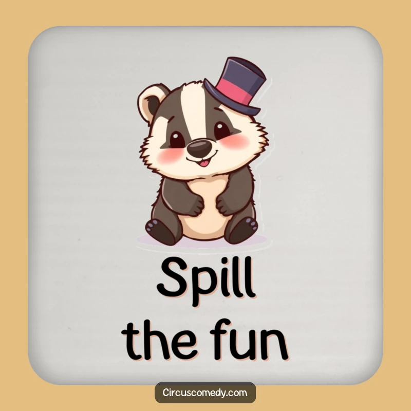 Funny Badger Top Hat Coaster: Protect Surfaces with Circus Flair