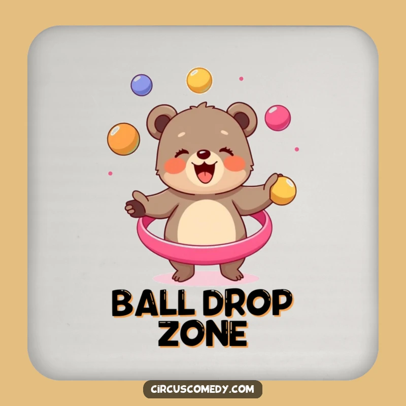 Funny Bear Cub Juggling Coaster - Circus Drink Protection Gift