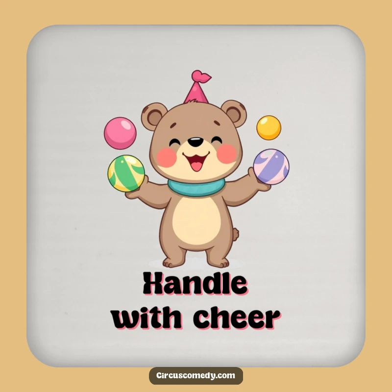 Funny Bear Juggling Coaster: Protect Surfaces with Cute Circus Flair