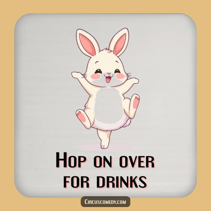 Funny Bunny Cartwheel Coaster: Protect Surfaces with Fluffy Style, Gift!