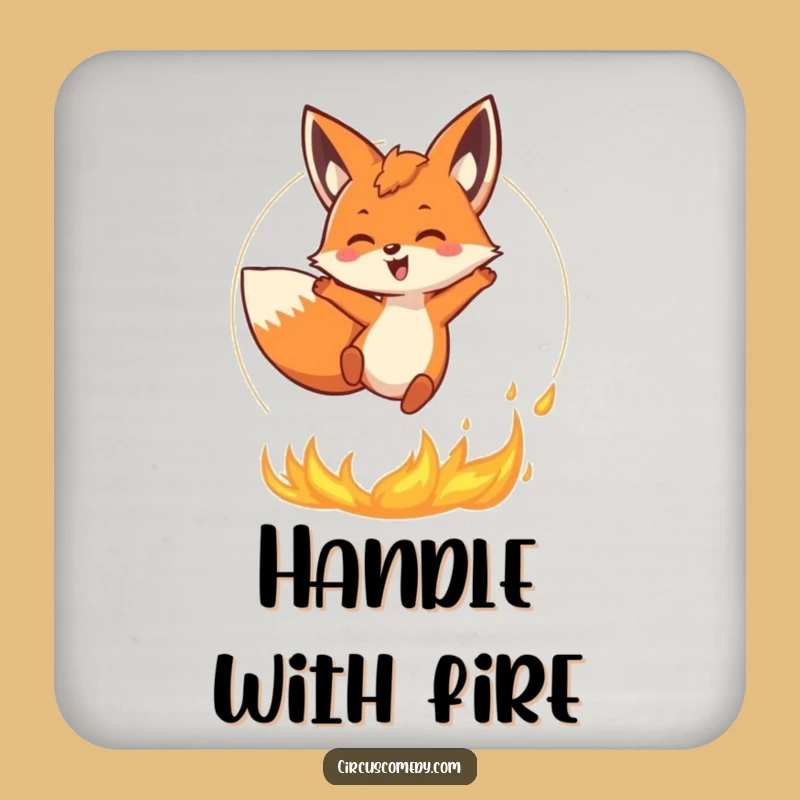 Funny Fox Fire Coasters: Protect Surfaces with Daring Style, a Fiery Funny Gift Set