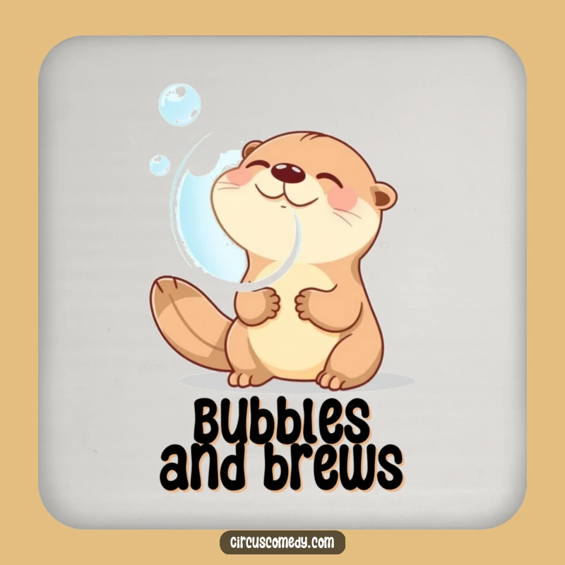 Funny Otter Drink Coaster: Giggling Otter Bubble Art - Protect Surfaces with Humor