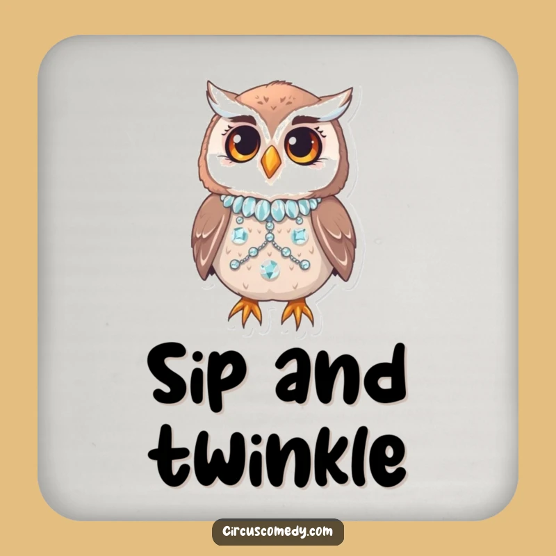 Funny Owl Sequin Costume Coaster: Protect Surfaces with Sparkle!