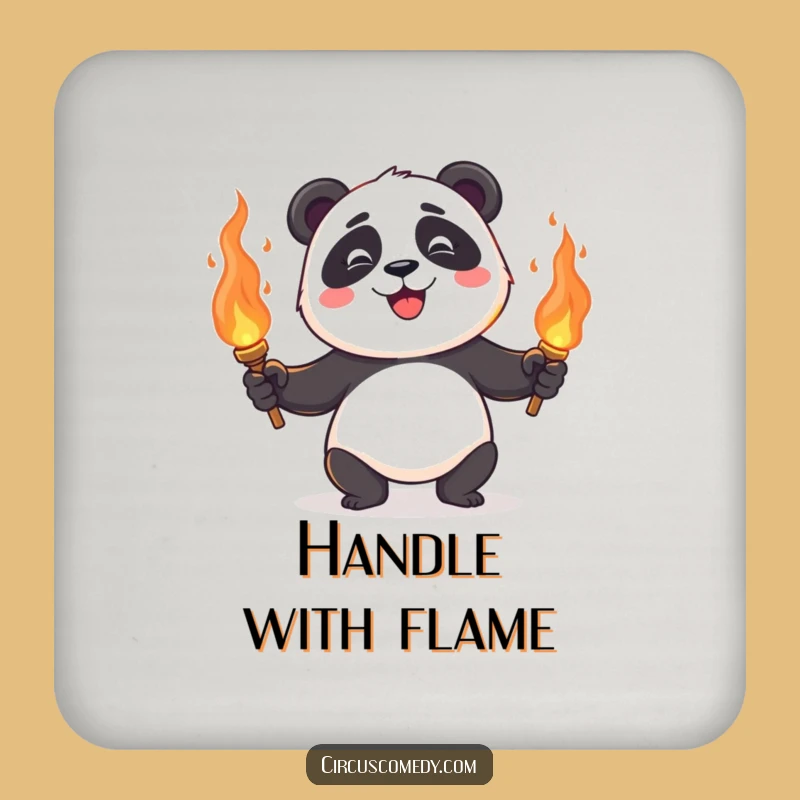 Funny Panda Juggling Coaster: Protect Drinks with Fiery Fun! Exciting Funny Gift!