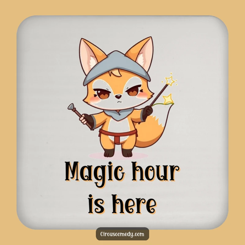Funny Fox Magician Drink Coaster: Stylish Surface Protection with Magic