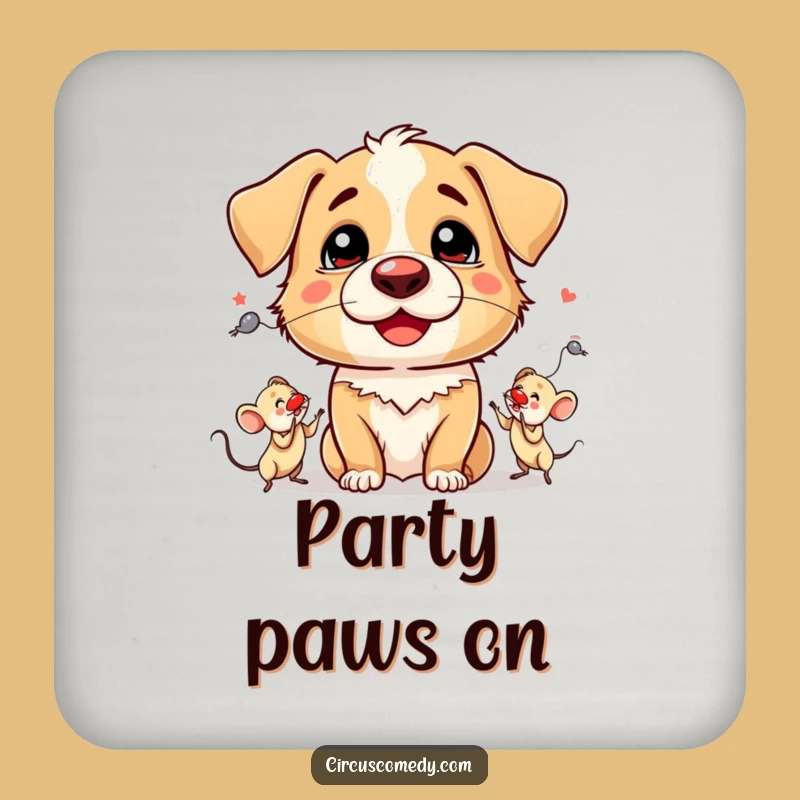 Funny Dog Clown Nose Coaster: Silly Juggling Mouse Drink Protector Gift