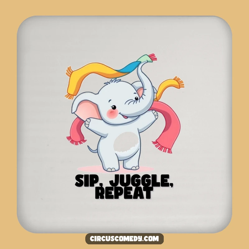 Funny Elephant Juggling Coaster: Protect Surfaces with Playful Style, Gift!