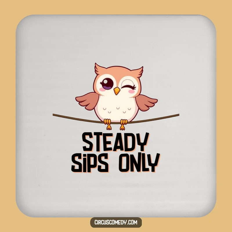 Funny Owl Tightrope Coaster: Balance Drinks with Wit! Winking Bird Fun, Quirky Funny Gift!