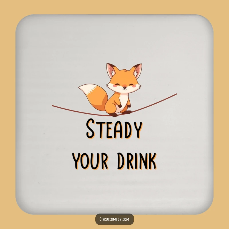 Funny Fox Tightrope Coaster - Acrobat Drink Protection Gift