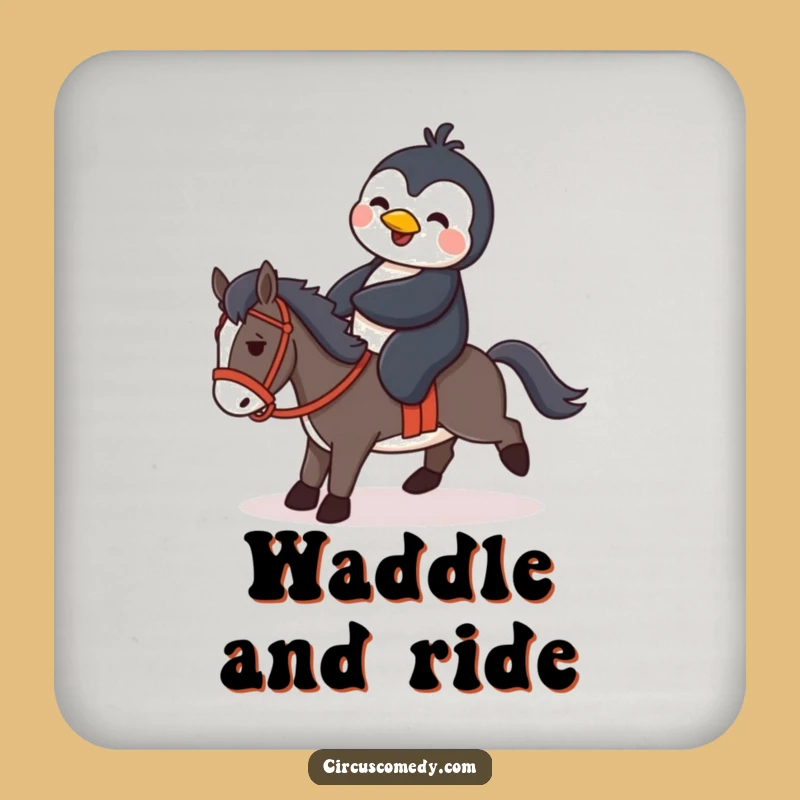 Funny Penguin Horse Rider Coaster - Hilarious Animal Table Protector Gift