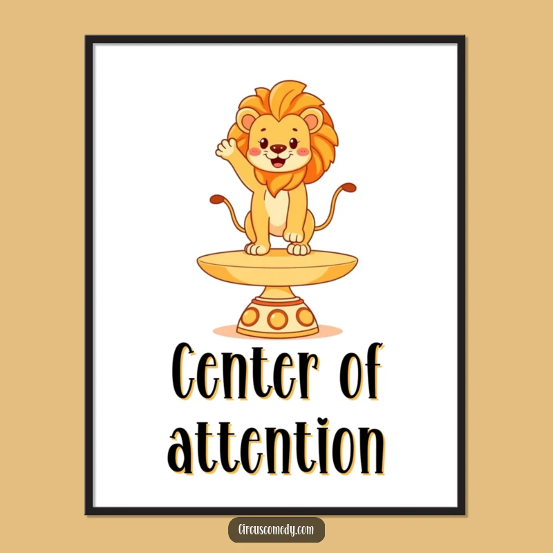Funny Lion Plate Poster - Regal Wall Art Gift