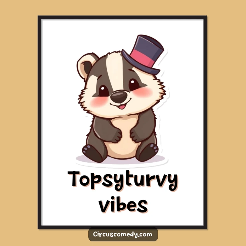 Funny Badger Top Hat Poster: Silly Art & Hilarious Wall Decor