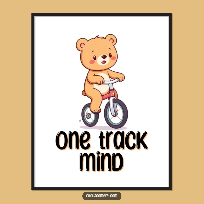 Funny Bear Unicycle Poster: Whimsical Wall Art for Cheerful Spaces