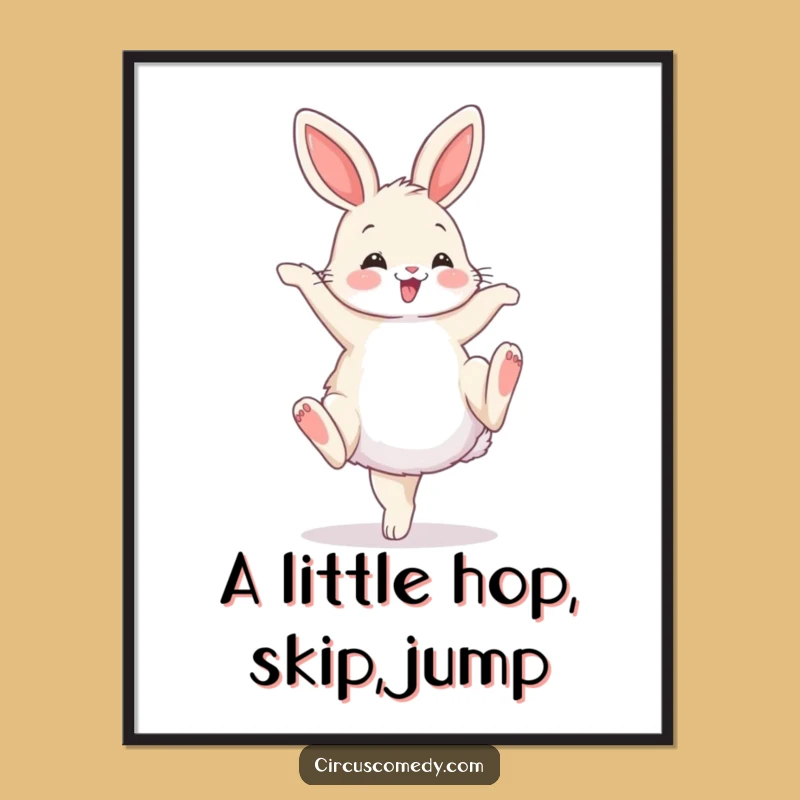Funny Bunny Cartwheel Poster: Whimsical Wall Art, Hilarious Gift Idea!