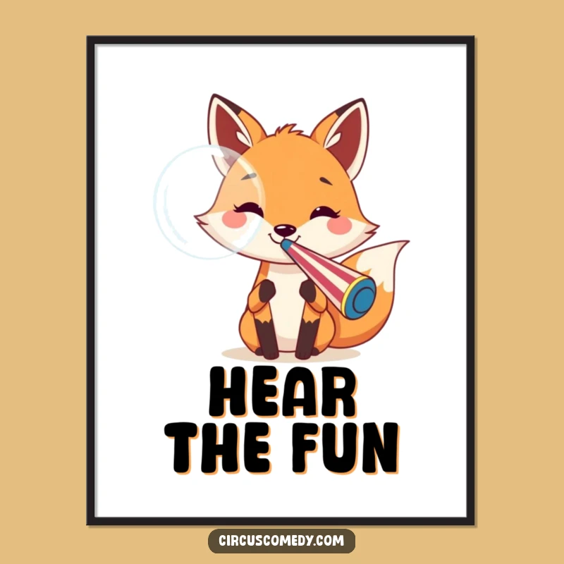 Funny Fox Bubble Poster: Vibrant Circus Art & Hilarious Wall Decor