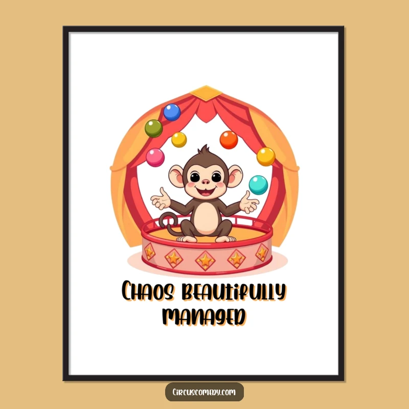 Funny Monkey Circus Poster - Vibrant & Hilarious Wall Art Gift