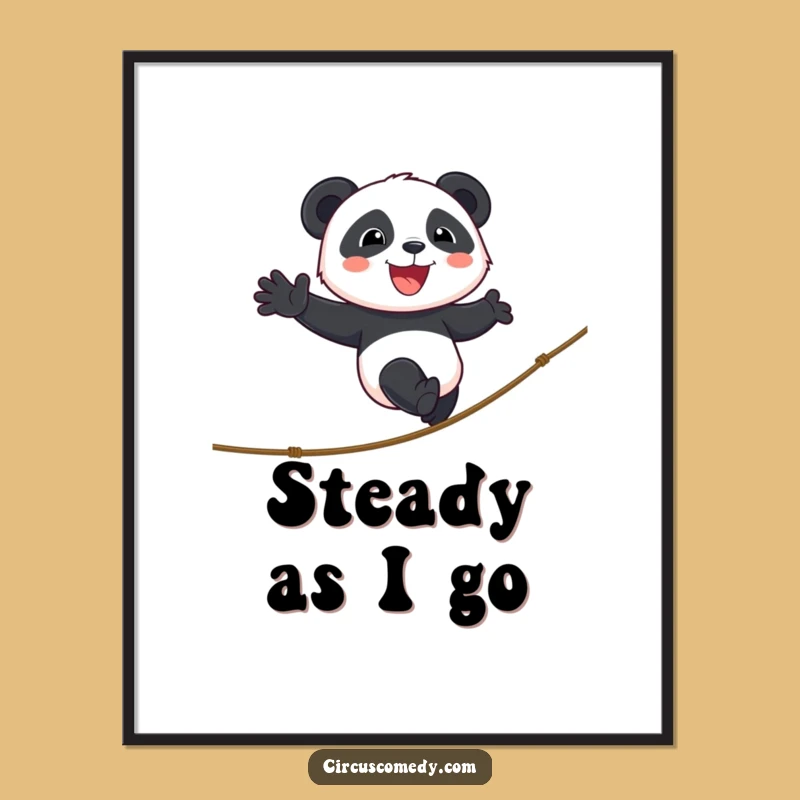 Funny Panda Tightrope Poster: Inspiring Circus Art & Hilarious Wall Decor