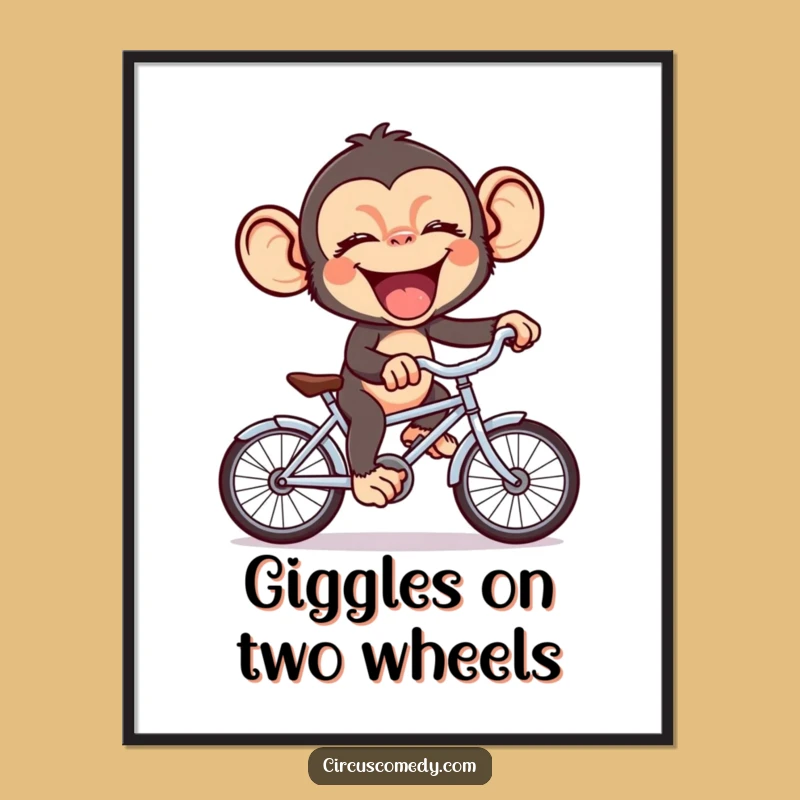 Funny Chimp Bicycle Poster: Giggle-Inducing Primate Art, Hilarious Home Decor Funny Gift!