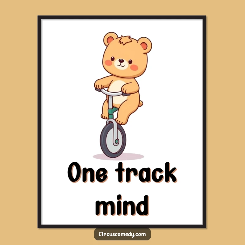 Funny Bear Unicycle Poster - Vibrant Wall Art for Laughs
