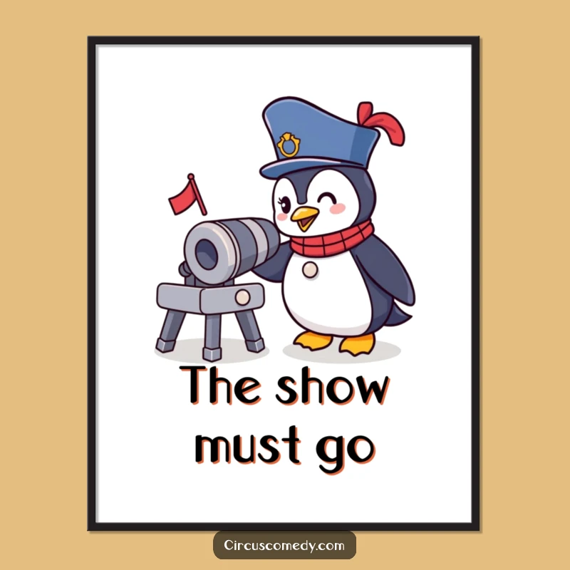 Funny Ringmaster Penguin Poster - Hilarious Circus Art for Wall Decor