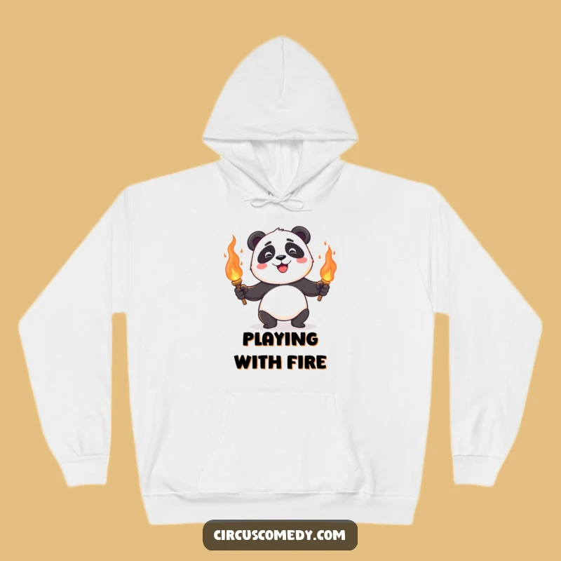 Funny Panda Juggling Hoodie: Cozy Fiery Panda, Warm & Thrilling Funny Gift!
