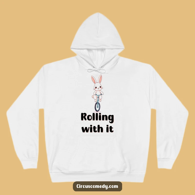 Funny Rabbit Unicyclist Hoodie - Cozy Up With Determined Style!