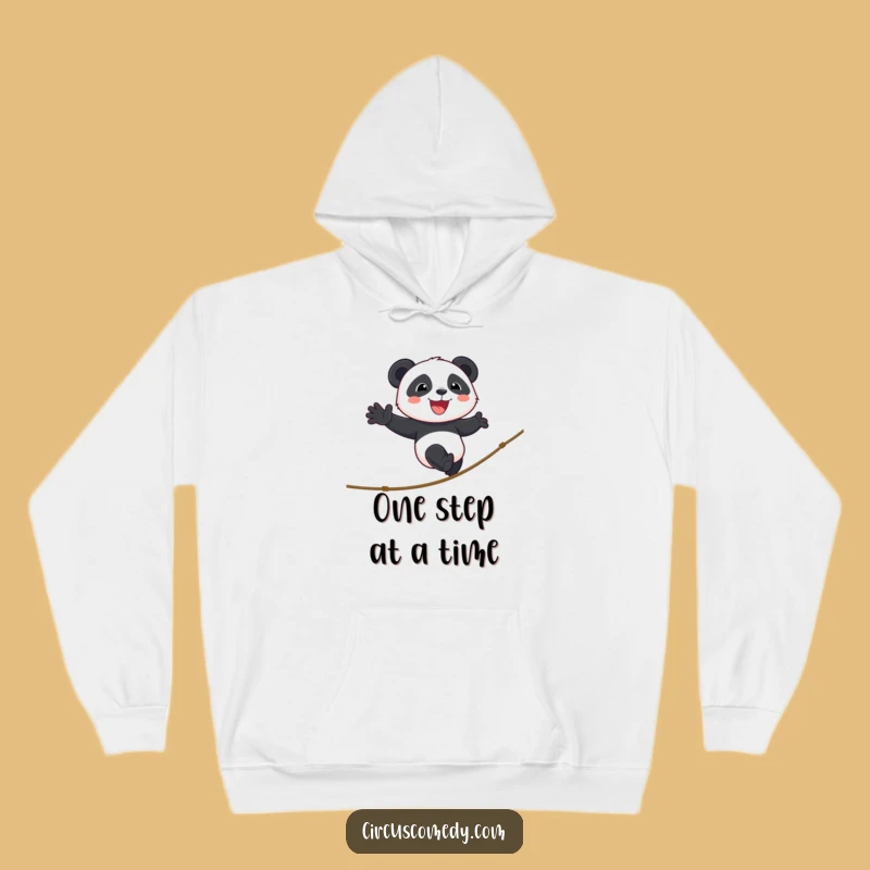 Funny Panda Tightrope Hoodie: Cozy Determination & Hilarious Warmth Gift