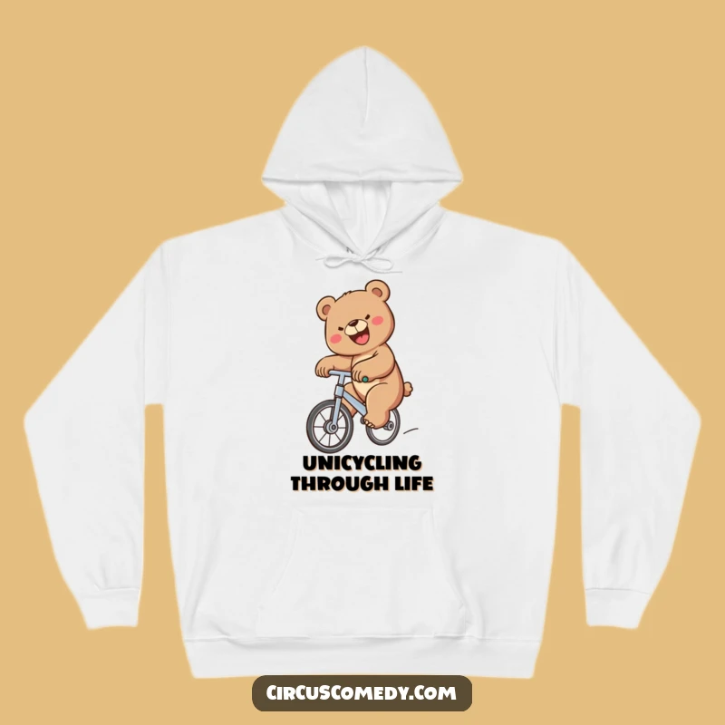 Funny Bear Unicycle Hoodie - Cozy & Determined Humor Gift