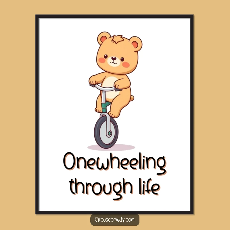 Free Printable Bear Unicycle Wall Art: Funny Downloadable Decor for Playful Spaces