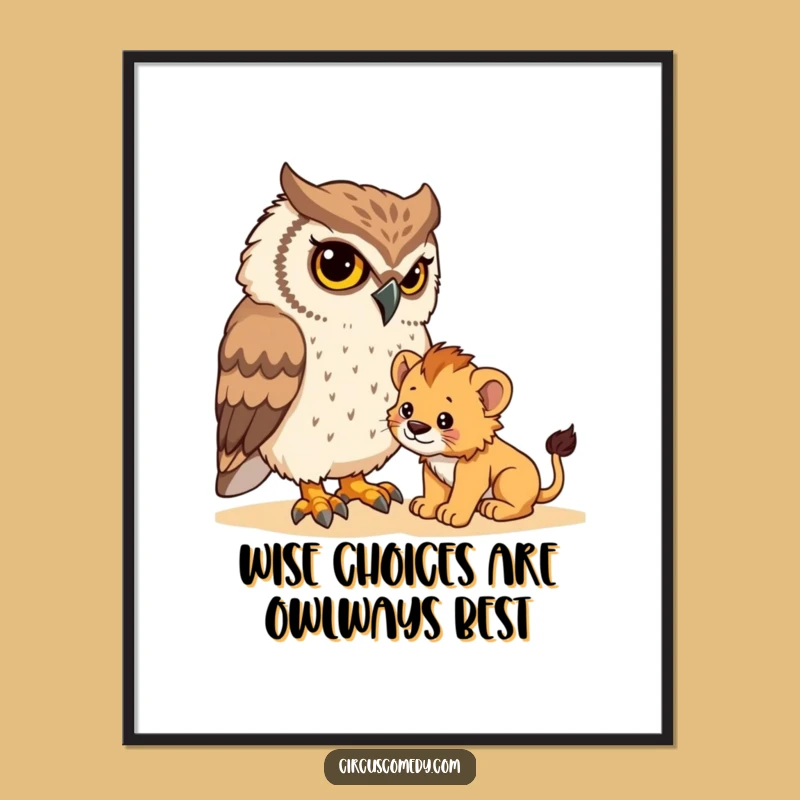 Free Printable Owl & Lion Cub Wall Art - Hilarious Taming Decor!