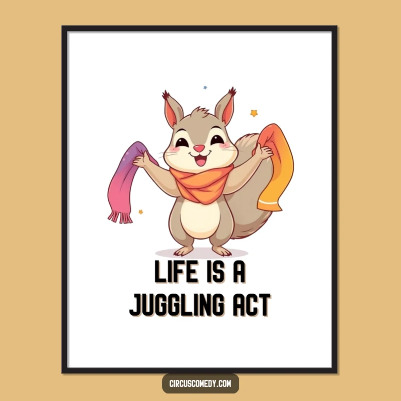 Free Printable Squirrel Juggling Wall Art - Colorful Downloadable Decor!