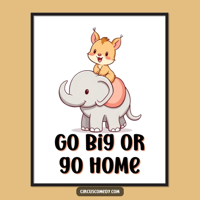 Free Printable Wall Art: Cheerful Squirrel on Elephant, Perfect for Whimsical Decor