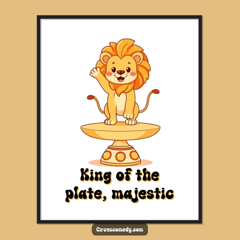 Free Printable Wall Art: Proud Lion on Plate for Statement, Downloadable Home Decor