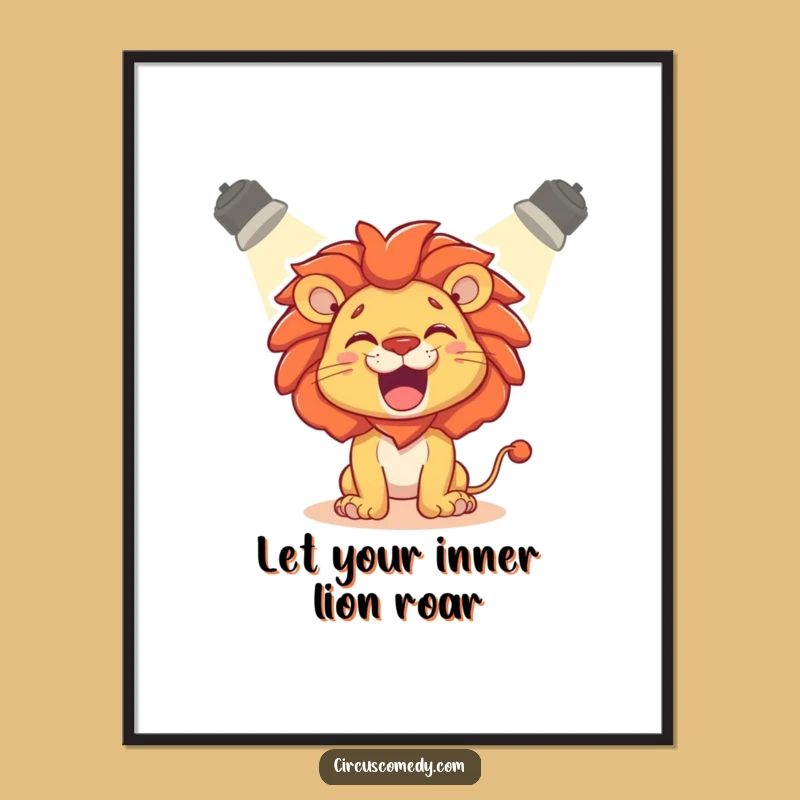 Funny Free Printable Lion Wall Art: Roaring Spotlight Downloadable Decor