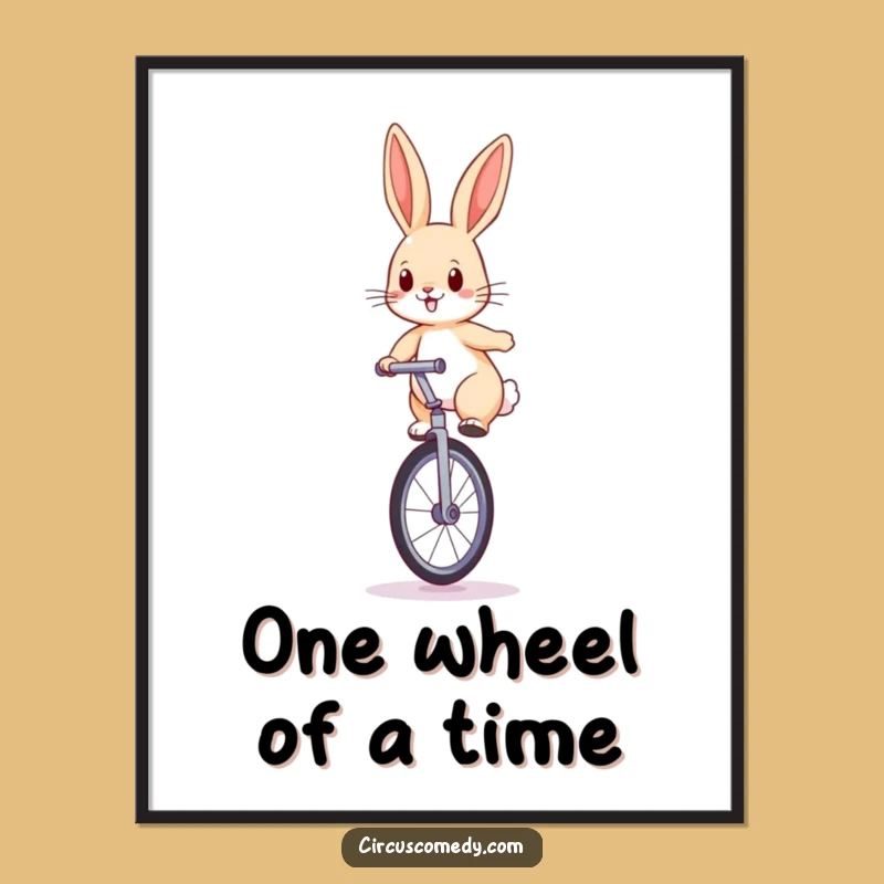 Funny Free Printable Wall Art: Unicycling Rabbit, Downloadable Art for Whimsical Decor