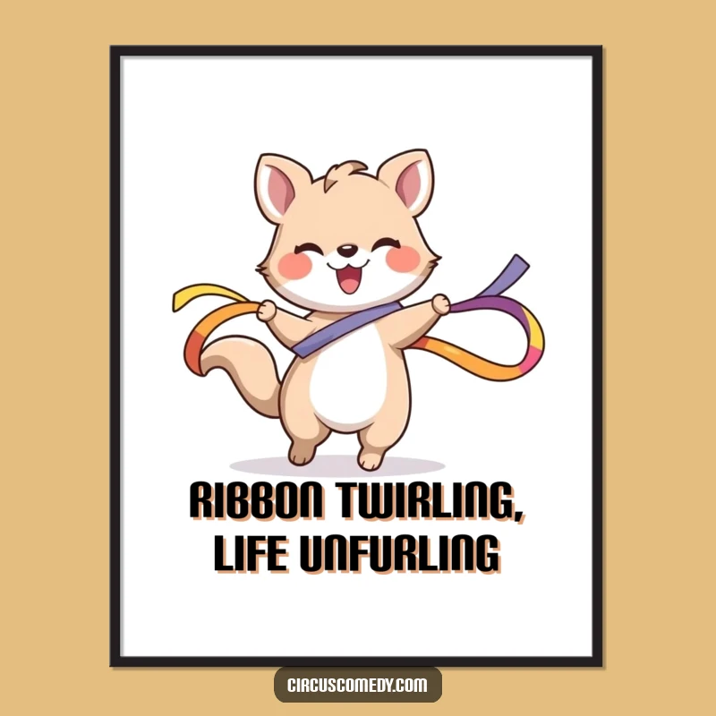 Funny Free Printable Wall Art: Happy Animal Ribbon Twirl - Cheerful Downloadable Art