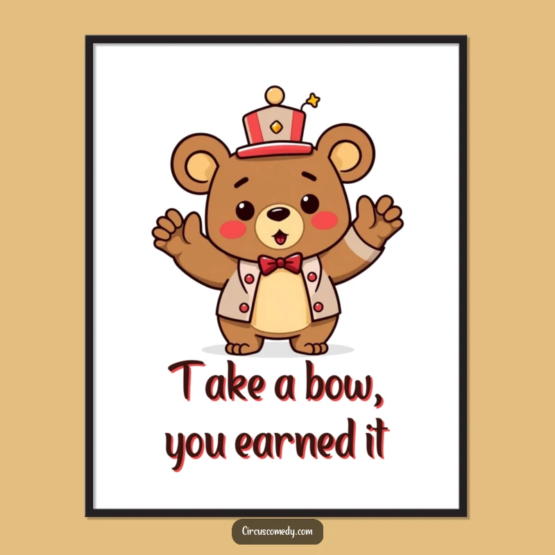 Funny Free Printable Bear Wall Art: Ringmaster Bow Downloadable Decor
