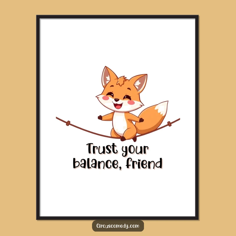 Free Printable Wall Art: Funny Fox Tightrope Artist, Perfect for Humorous Home Decor