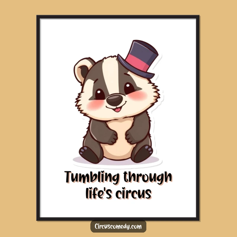 Funny Free Printable Wall Art: Badger's Top Hat Tumble, Quirky Downloadable Decor!