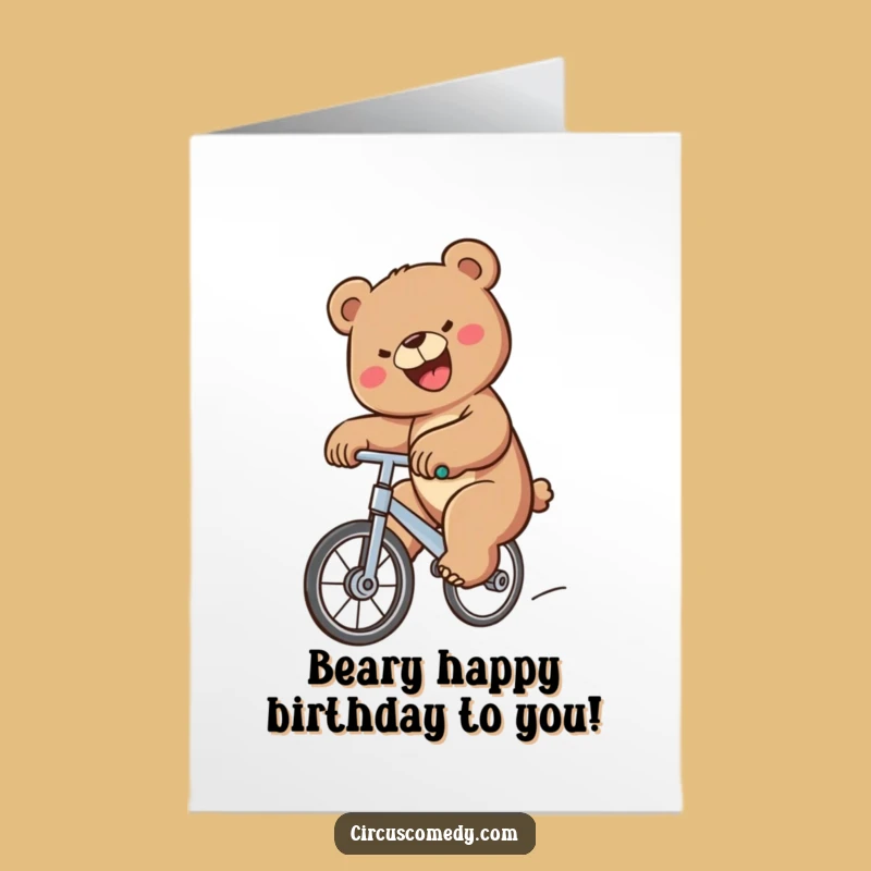 Free Printable Bear Unicycle Birthday Card: Funny Ride Downloadable Gift