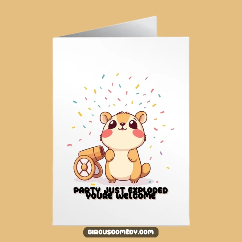 Free Printable Birthday Card: Surprised Animal Cannon Confetti Fun Downloadable Gift
