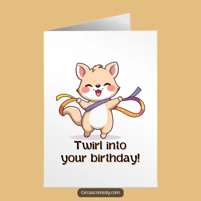 Free Printable Birthday Card: Joyful Animal Ribbon Dance - Fun Downloadable Gift