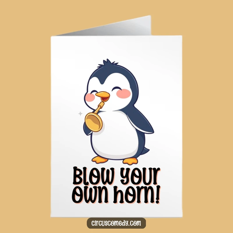 Free Printable Penguin Trumpet Congrats Card: Hilarious Downloadable Gift