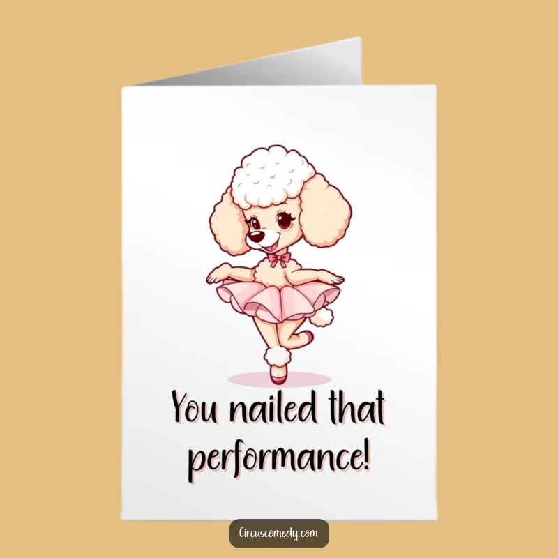 Elegant Free Printable Congratulations Card: Pirouetting Poodle Downloadable for Special Moments