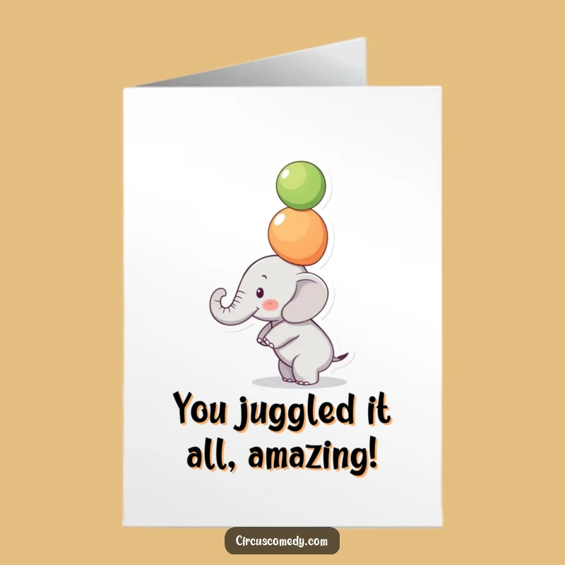 Free Printable Congrats Card: Elephant's Tricky Feat, Impressive Downloadable Gift