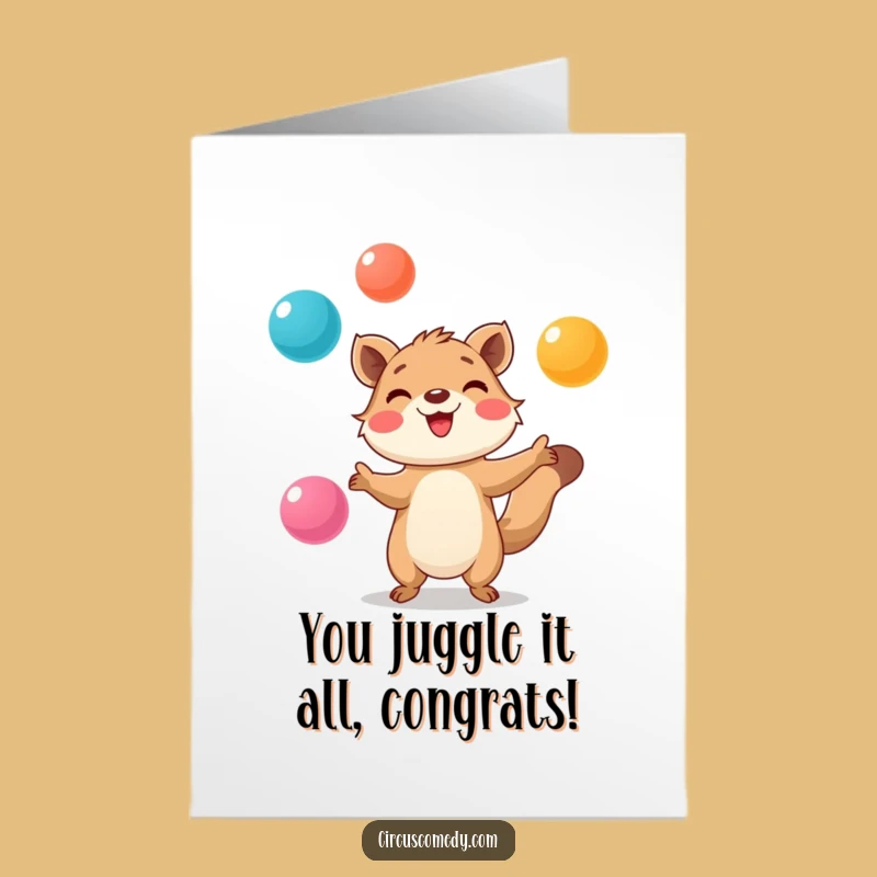 Free Printable Congrats Card: Juggling Animal Masters Their Achievement