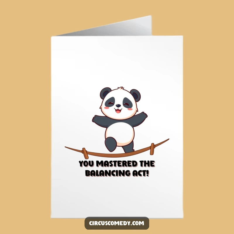 Free Printable Congratulations Card: Panda Tightrope Walker for Your Great Achievement