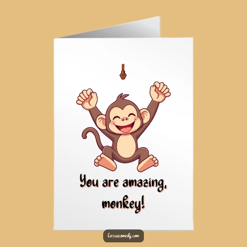 Free Printable Congrats Card: Monkey Trapeze Triumph Downloadable Gift