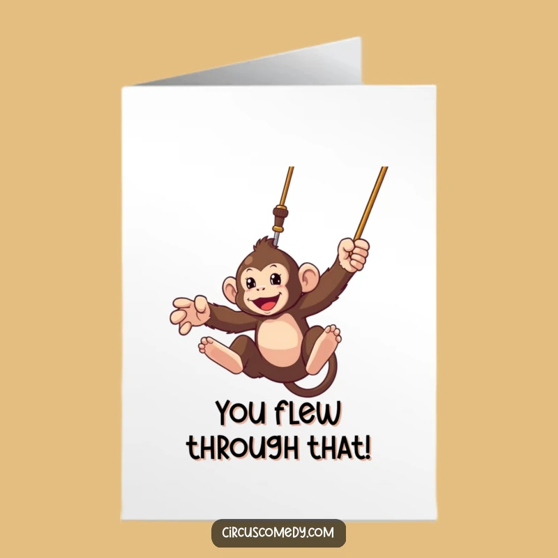Free Printable Congrats Card: Monkey Trapeze Triumph - Downloadable!