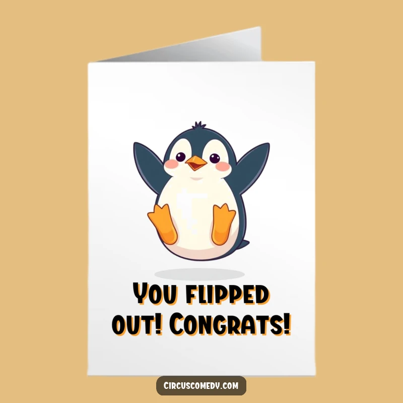Free Printable Penguin Somesault Congrats Card - Flippin' Great Job!
